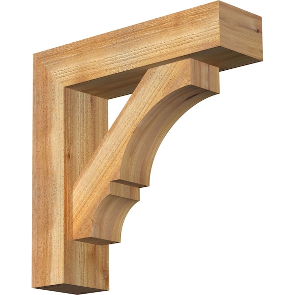 Ekena Millwork Balboa Block Rough Sawn Bracket w/ Offset Brace, Western Red Cedar, 6"W x 22"D x 22"H BKT0604X22X22BOA05RWR - main